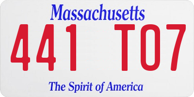 MA license plate 441TO7