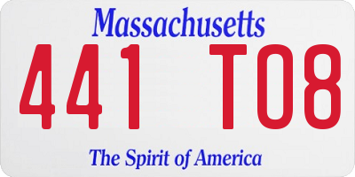 MA license plate 441TO8