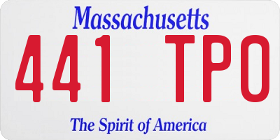 MA license plate 441TP0