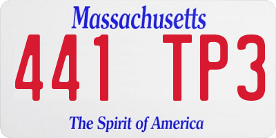MA license plate 441TP3