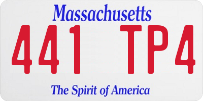 MA license plate 441TP4