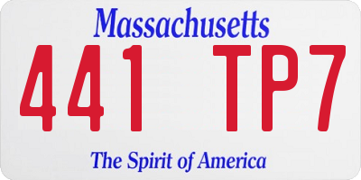 MA license plate 441TP7
