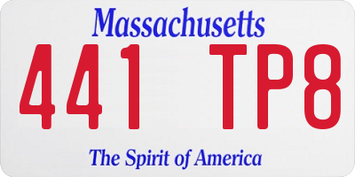 MA license plate 441TP8