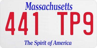 MA license plate 441TP9
