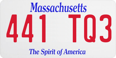 MA license plate 441TQ3