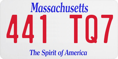 MA license plate 441TQ7