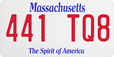 MA license plate 441TQ8
