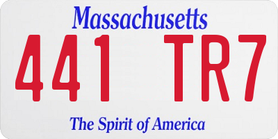 MA license plate 441TR7