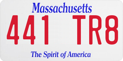 MA license plate 441TR8