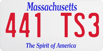 MA license plate 441TS3
