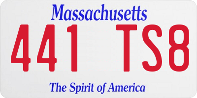 MA license plate 441TS8