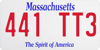 MA license plate 441TT3