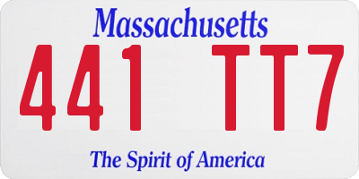 MA license plate 441TT7