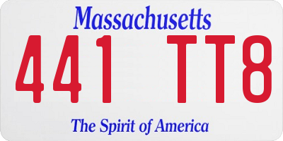 MA license plate 441TT8