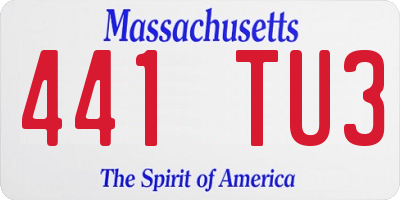 MA license plate 441TU3