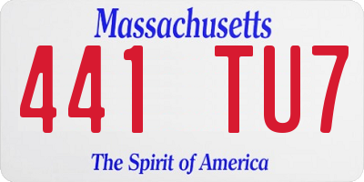 MA license plate 441TU7