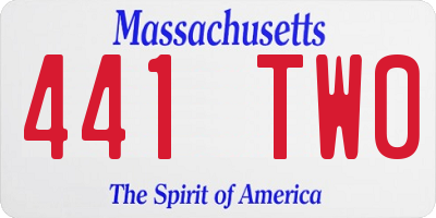 MA license plate 441TW0