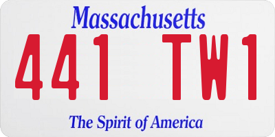 MA license plate 441TW1