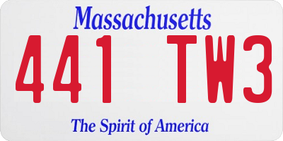 MA license plate 441TW3