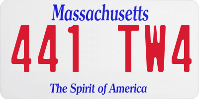 MA license plate 441TW4