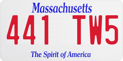MA license plate 441TW5