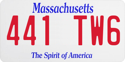 MA license plate 441TW6