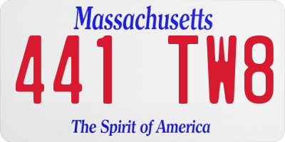 MA license plate 441TW8