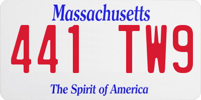 MA license plate 441TW9