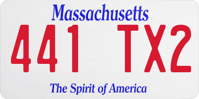 MA license plate 441TX2
