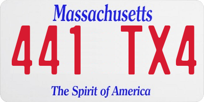 MA license plate 441TX4