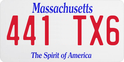 MA license plate 441TX6