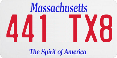 MA license plate 441TX8