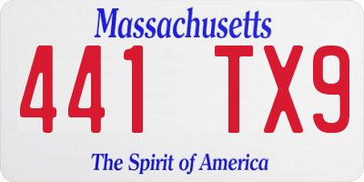 MA license plate 441TX9