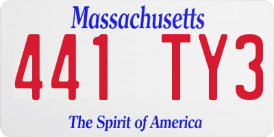 MA license plate 441TY3