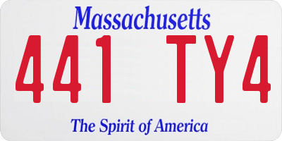 MA license plate 441TY4