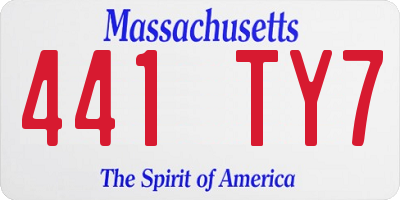 MA license plate 441TY7