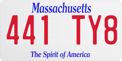 MA license plate 441TY8