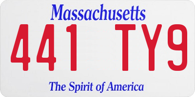 MA license plate 441TY9