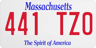 MA license plate 441TZ0