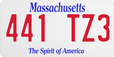 MA license plate 441TZ3