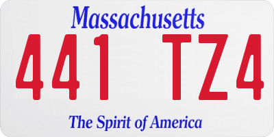 MA license plate 441TZ4