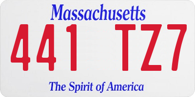 MA license plate 441TZ7