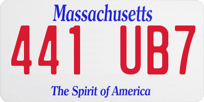 MA license plate 441UB7