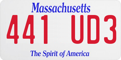 MA license plate 441UD3