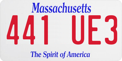 MA license plate 441UE3