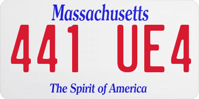 MA license plate 441UE4