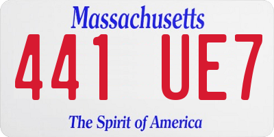 MA license plate 441UE7