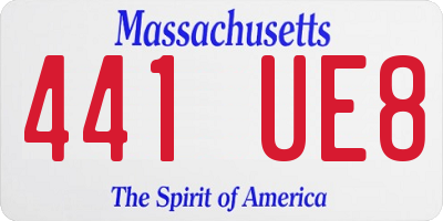 MA license plate 441UE8