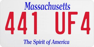 MA license plate 441UF4