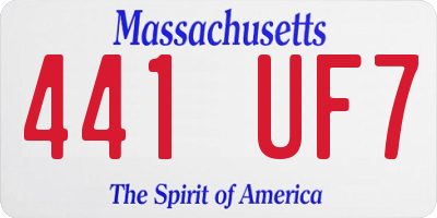 MA license plate 441UF7